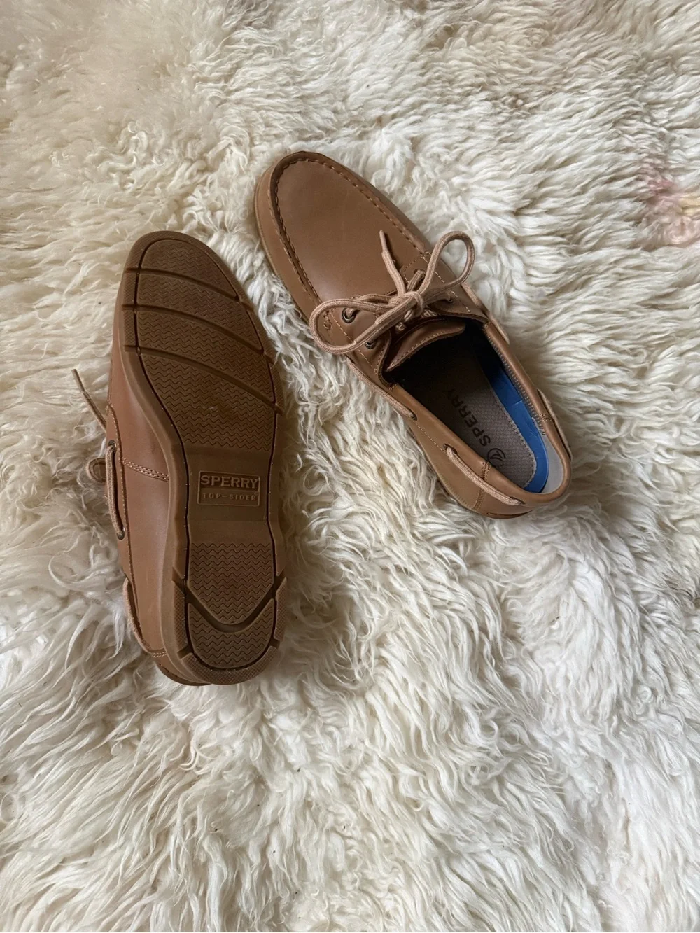 NEW $110 Sperry Men’s 8.5 Brown Leather Boat Shoes Slip On Loafers comfy sneaker